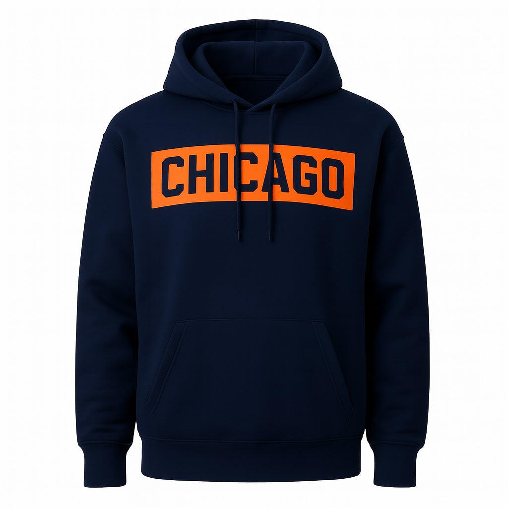 Chicago Block Hoodie (Navy/Orange) – ChiBoys LLC