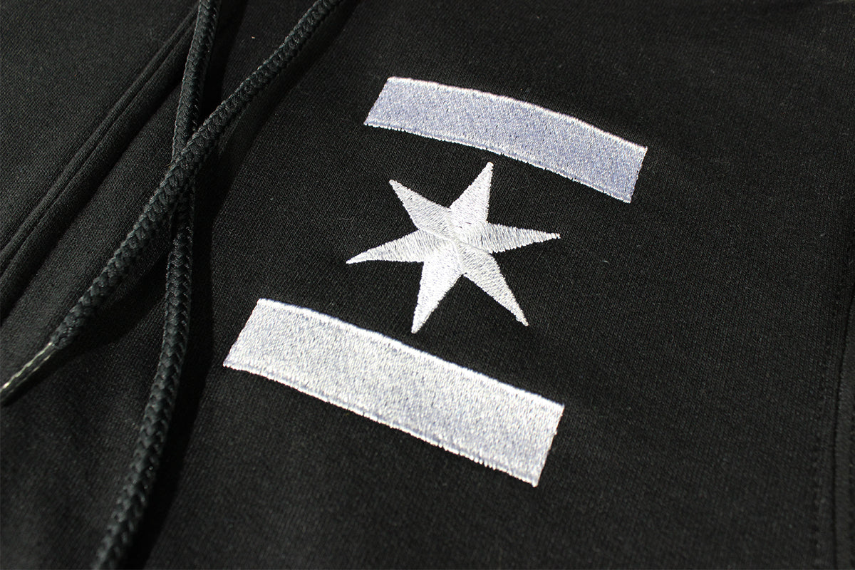 We Are One Star Embroidered Hoodie (Black)