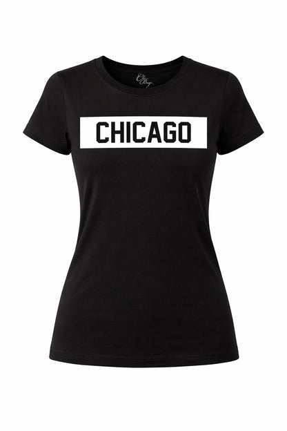Chicago Block Tee Women's Cut (Black/White)