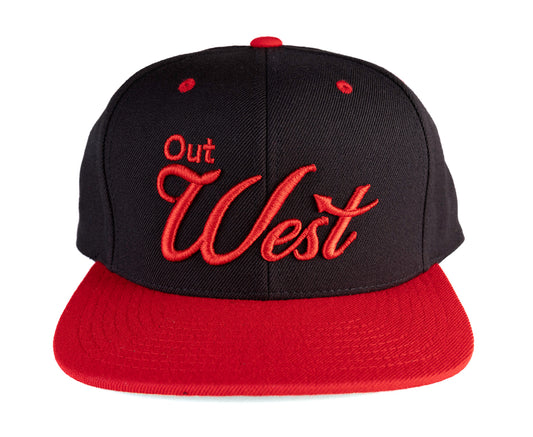 Out West Snapback Hat (Black w/ Red)