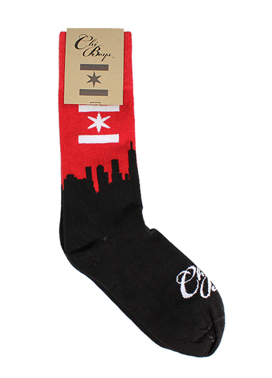 Socks Chicago Skyline (Red w/ Black)