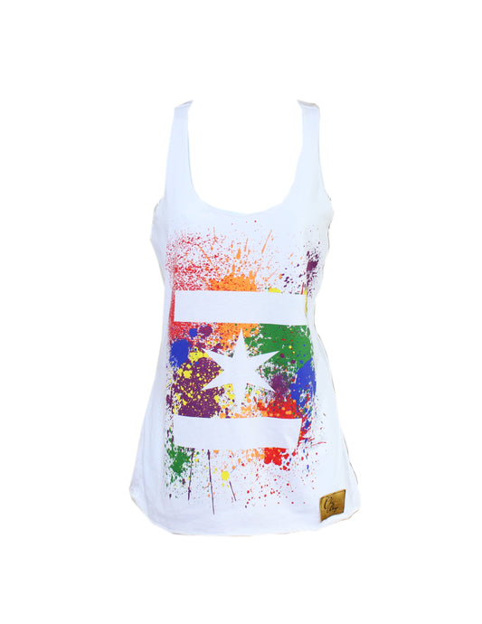 We Are One Star Splatter Tank Womens(White)
